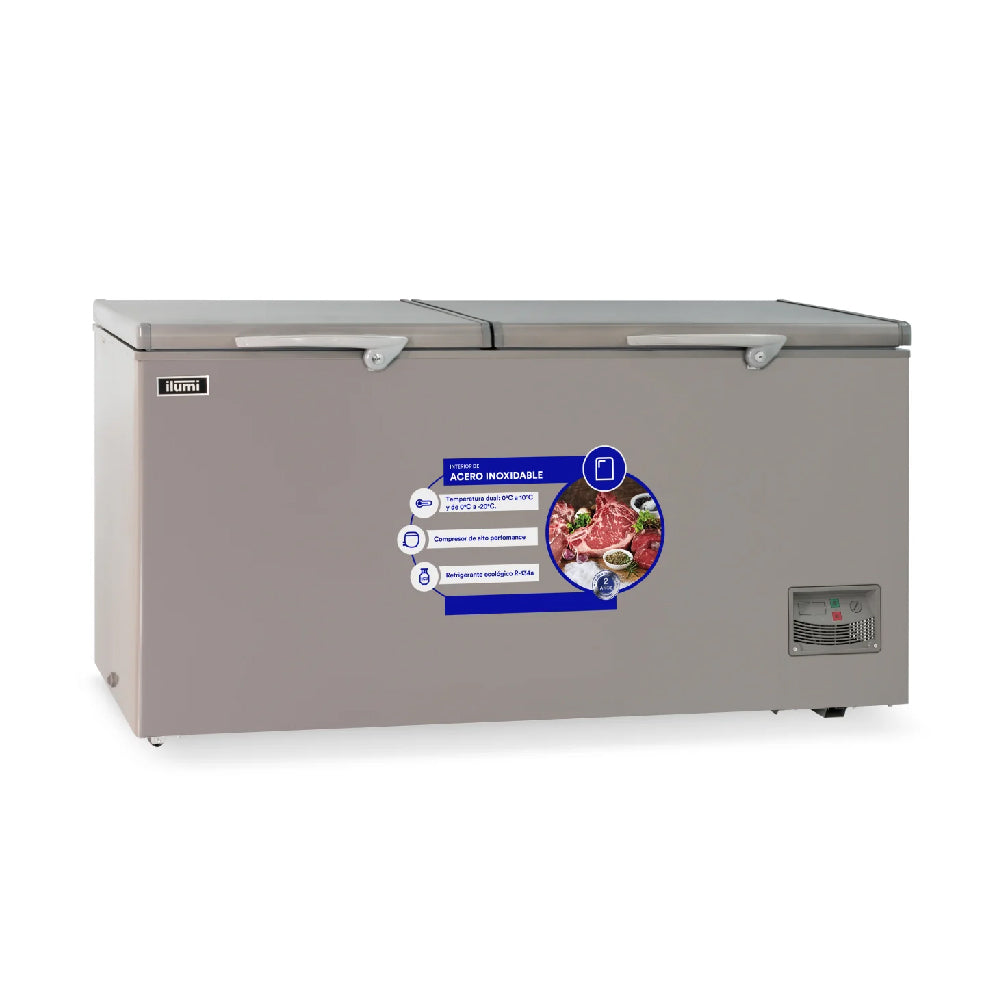 CONGELADORA TAPA DURA 2 PUERTAS GRIS 550 LT TFI-5502DG ILUMI